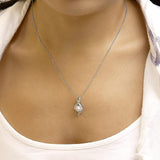 Sterling Silver 7mm Cultured Pearl and Diamond Accent Swirl Pendant Necklace-2 thumbnail 3