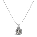 925 sterling silver necklace with cushion gray green amethyst and diamond halo