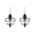 925 sterling silver earrings with marquise amethyst and diamond accent stones