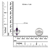 .925 Sterling Silver Marquise Cut Amethyst and Diamond Accent Fleur De Lis Dangle Stud Earrings (H-I Color, SI1-SI2 Clarity)-4 thumbnail 5