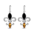 925 sterling silver earrings with marquise onyx, citrine, and diamond accent stones