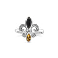 925 sterling silver fleur de lis ring with marquise onyx citrine and diamond accents