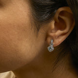Sterling Silver Cushion Cut Blue Topaz and Diamond Accent Twist Motif Dangle Earrings-2 thumbnail 3