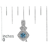 Sterling Silver Cushion Cut Blue Topaz and Diamond Accent Twist Motif Dangle Earrings-4 thumbnail 5
