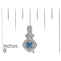 Sterling Silver Cushion Cut Blue Topaz and Diamond Accent Twist Motif Dangle Earrings