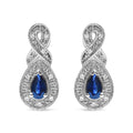 925 sterling silver drop earrings with pear sapphire and diamond accent stones