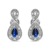 .925 Sterling Silver 4.5 x 3mm Pear Sapphire Gemstone and Diamond Accent Infinity Drop Stud Earrings (H-I Color, SI1-SI2 Clarity)-0 thumbnail 1