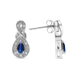 .925 Sterling Silver 4.5 x 3mm Pear Sapphire Gemstone and Diamond Accent Infinity Drop Stud Earrings (H-I Color, SI1-SI2 Clarity)-3 thumbnail 4
