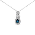 925 sterling silver necklace with pear sapphire and diamond accent infinity drop