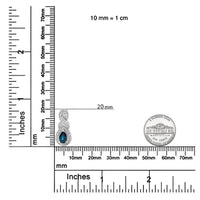 .925 Sterling Silver 6x4mm Pear Sapphire and Diamond Accent Infinity Drop 18
