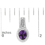 Sterling Silver Oval Purple Amethyst and Diamond Accent Rope Design Drop Earrings-4 thumbnail 5
