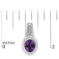 Sterling Silver Oval Purple Amethyst and Diamond Accent Rope Design Drop Earrings