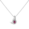 925 sterling silver pendant necklace with ruby center and diamond accents