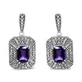 925 sterling silver studs with round amethyst and diamond accent stones