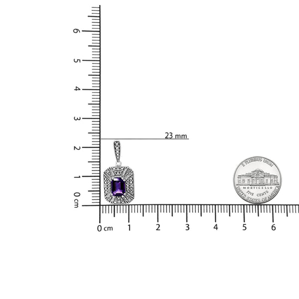 .925 Sterling Silver Diamond Accent and 7x5mm Purple Amethyst Stud Earrings (I-J Color, I2-I3 Clarity)