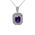 925 sterling silver Art Deco necklace with amethyst and diamond accent stones