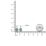 .925 Sterling Silver 7x5MM Emerald Shape Blue Topaz and Diamond Accent Art Deco Halo Style Drop and Dangle Earrings (I-J Color, I1-I2 Clarity)-4 thumbnail 5