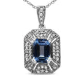 925 sterling silver Art Deco necklace with blue topaz and diamond accents