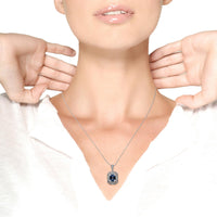 .925 Sterling Silver Blue Topaz and Diamond Accent Art Deco Style 18