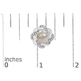 Sterling Silver Pearl and 1/10 Cttw Diamond Floral Twist Stud Earrings-4 thumbnail 5