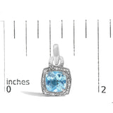 Sterling Silver Cushion Cut Blue Topaz and Diamond Accent Geometric Dangle Earrings-4 thumbnail 5