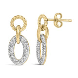 Gold Vermeil 1/10 Cttw Diamond Oval Link Earrings-1 thumbnail 2