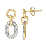 Gold Vermeil 1/10 Cttw Diamond Oval Link Earrings-3 thumbnail 4