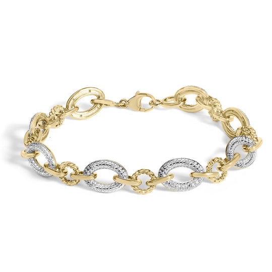 Gold Vermeil 1/10 Cttw Diamond Oval Link Bracelet-0