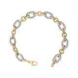 Gold Vermeil 1/10 Cttw Diamond Oval Link Bracelet-3 thumbnail 4