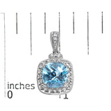 Sterling Silver 8x8mm Cushion Cut Blue Topaz and Diamond Accent Drop Earrings-4 thumbnail 5