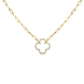 Gold Vermeil 1/10 Cttw Diamond Paperclip Chain Clover Pendant Necklace-0
