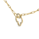 Gold Vermeil 1/10 Cttw Diamond Paperclip Chain Clover Pendant Necklace-3 thumbnail 4