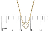 Gold Vermeil 1/10 Cttw Diamond Paperclip Chain Clover Pendant Necklace-4 thumbnail 5