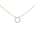 Gold Vermeil 1/10 Cttw Diamond Paperclip Chain Circle Pendant Necklace-0