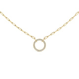 Gold Vermeil 1/10 Cttw Diamond Paperclip Chain Circle Pendant Necklace-0 thumbnail 1