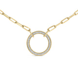 Gold Vermeil 1/10 Cttw Diamond Paperclip Chain Circle Pendant Necklace-1 thumbnail 2