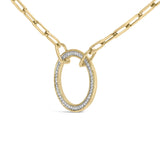 Gold Vermeil 1/10 Cttw Diamond Paperclip Chain Circle Pendant Necklace-3 thumbnail 4