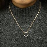 Gold Vermeil 1/10 Cttw Diamond Paperclip Chain Circle Pendant Necklace-2 thumbnail 3