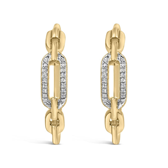 Gold Vermeil 1/10 Cttw Diamond Paperclip Hoop Earring-0