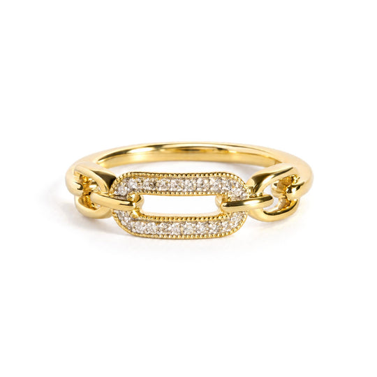 Yellow Gold Vermeil 1/10 Cttw Diamond Paperclip Ring Band