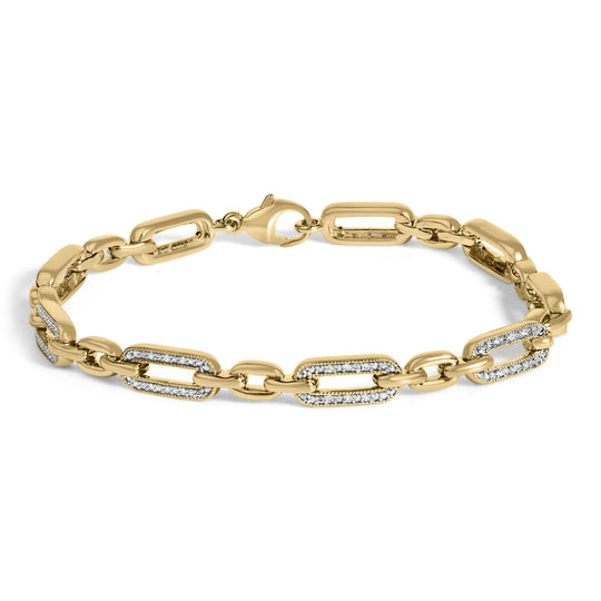 Gold Vermeil 1/6 Cttw Diamond Paperclip Link Bracelet