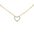 Gold Vermeil 1/10 Cttw Diamond Paperclip Chain Heart Pendant Necklace-0