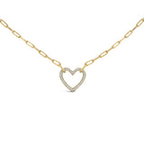 Gold Vermeil 1/10 Cttw Diamond Paperclip Chain Heart Pendant Necklace-0 thumbnail 1