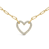 Gold Vermeil 1/10 Cttw Diamond Paperclip Chain Heart Pendant Necklace-1 thumbnail 2