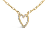 Gold Vermeil 1/10 Cttw Diamond Paperclip Chain Heart Pendant Necklace-3 thumbnail 4