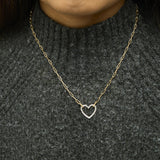 Gold Vermeil 1/10 Cttw Diamond Paperclip Chain Heart Pendant Necklace-2 thumbnail 3