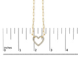 Gold Vermeil 1/10 Cttw Diamond Paperclip Chain Heart Pendant Necklace-4 thumbnail 5