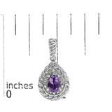 Sterling Silver Pear Cut Amethyst and Diamond Accent Teardrop Drop Earrings-4 thumbnail 5