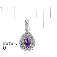 Sterling Silver Pear Cut Amethyst and Diamond Accent Teardrop Drop Earrings