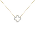 Gold Vermeil 1/10 Cttw Diamond Clover Pendant Necklace-0